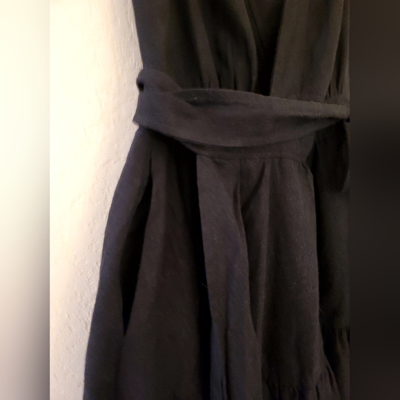 Christian Lacroix Black Linen Wrap Dress Womens Size Medium Sleeveless Pockets - Picture 8 of 16